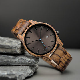Wood Quartz Pointer Men Watch